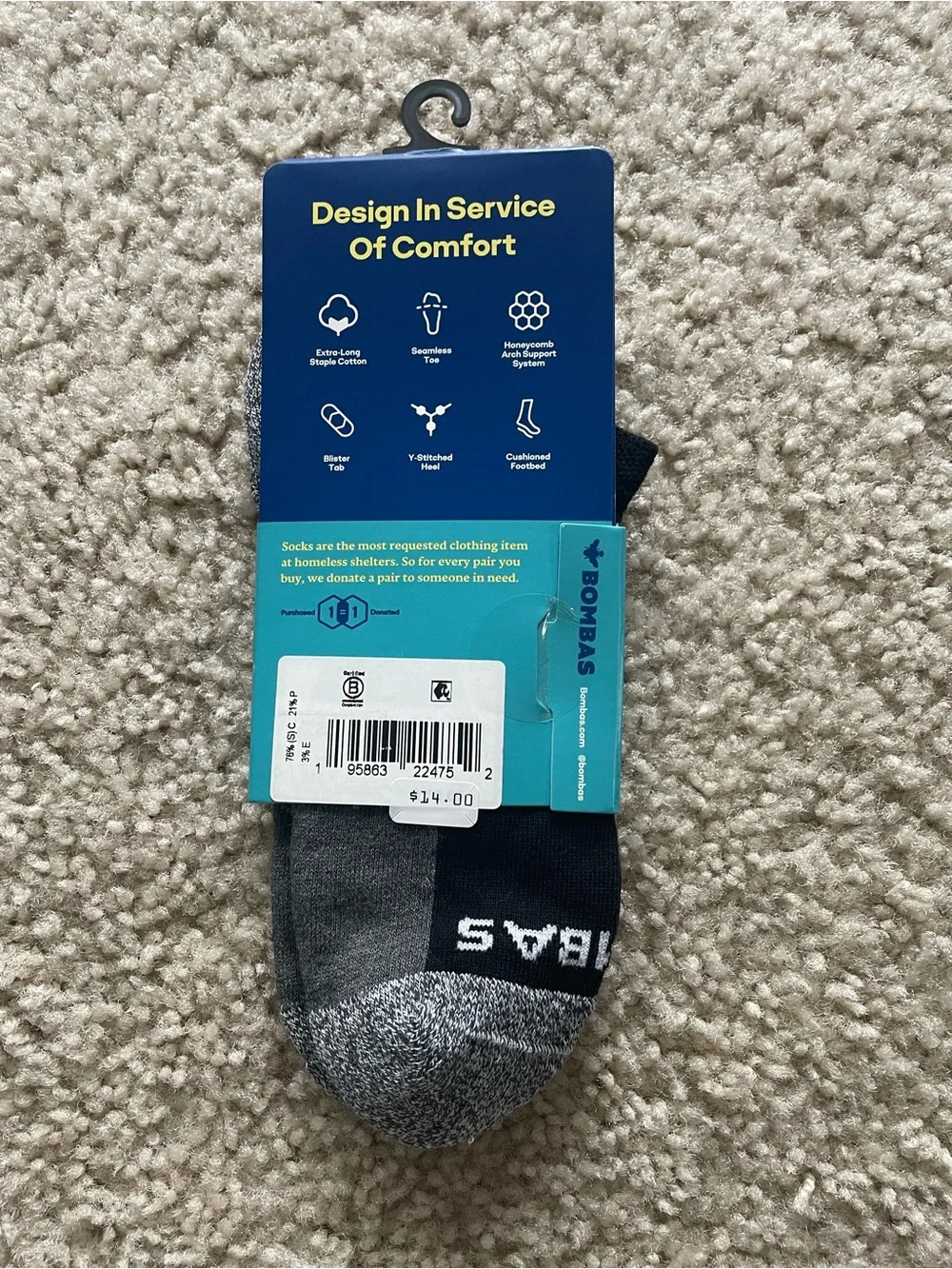 Bombas Core Classic Ankle Socks - Black & Gray